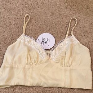 Princess Polly Cream Lace Trim Crop Top